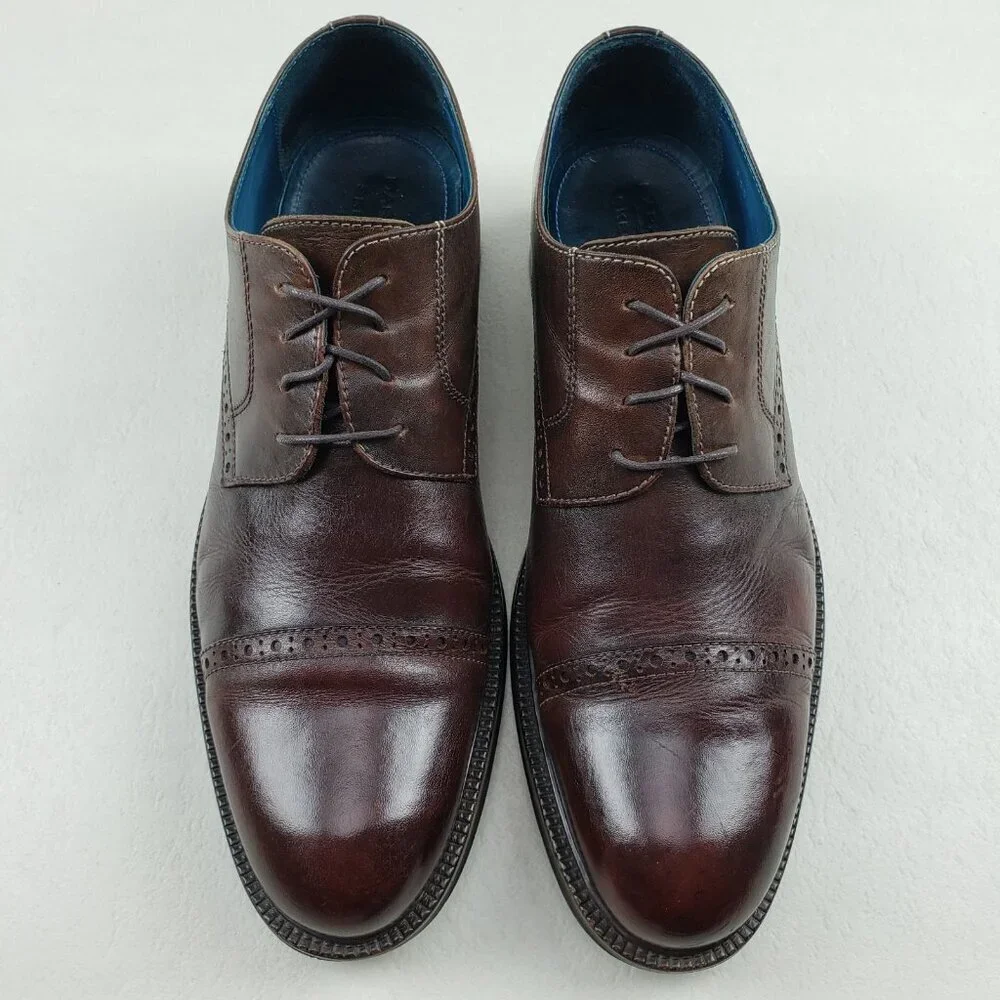 Mark Nason X Skechers Oxford Shoe Mens 10 Brown Leather Lace Up Cap Toe Dress